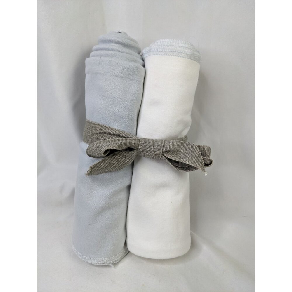 Under the Nile Baby Blanket Lot of 2 Organic Cotton White Gray